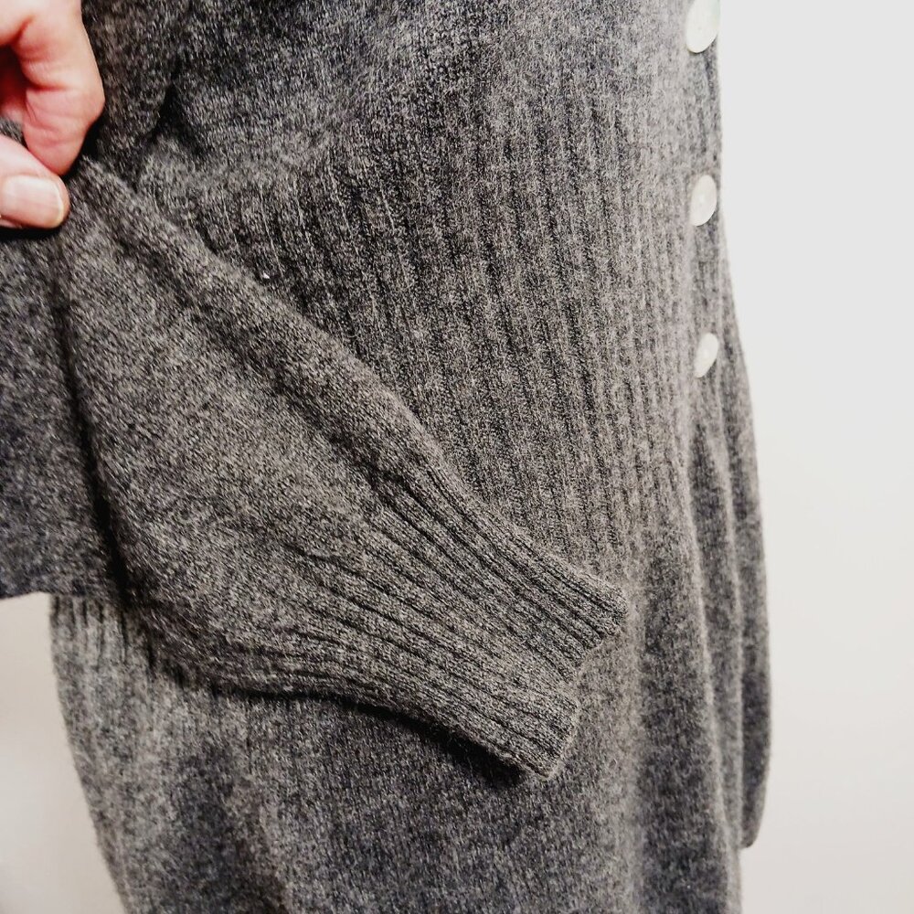 Precious Fibers 100% cashmere Gray Shawl Collar Longline Cardigan Sweater, Large - Picture 8 of 15